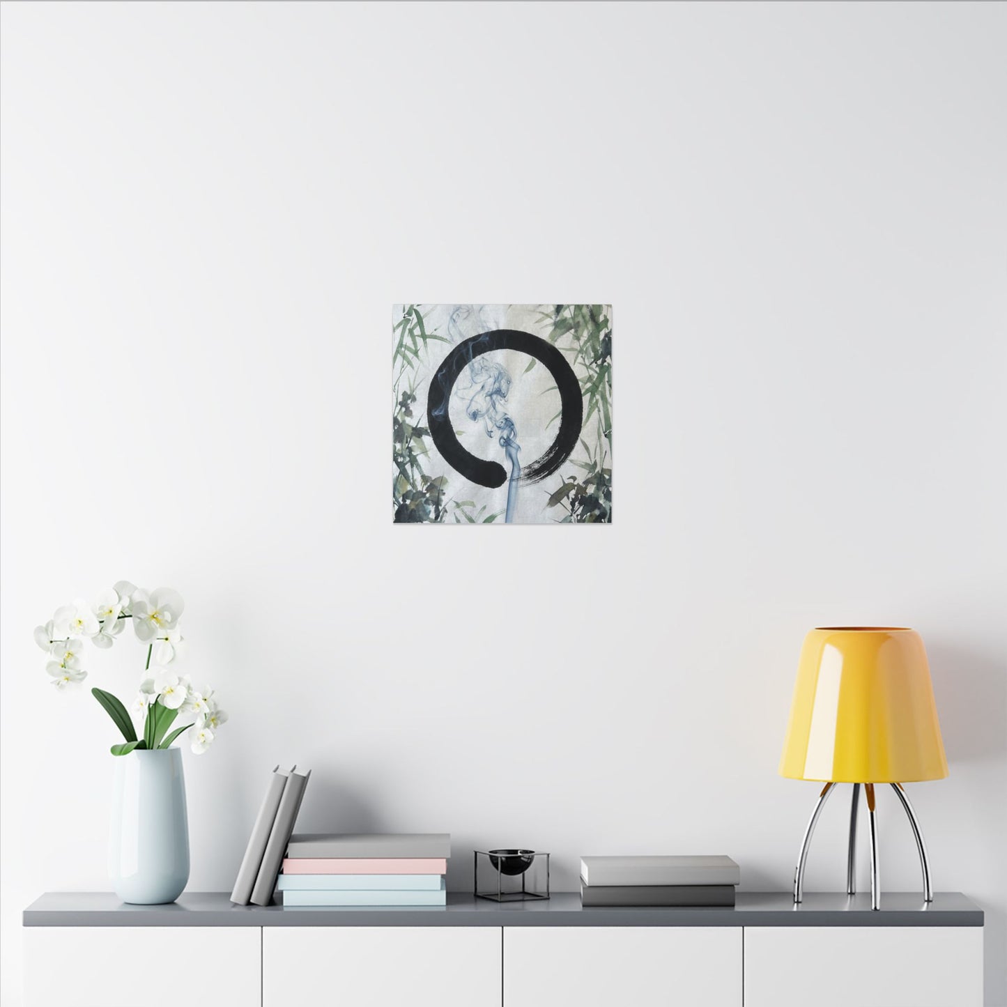 Zen Incense Smoke in Moonlight | Enso Canvas Art