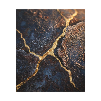Winter Rust Patina Gold Vein Canvas Art | Resilient Decor