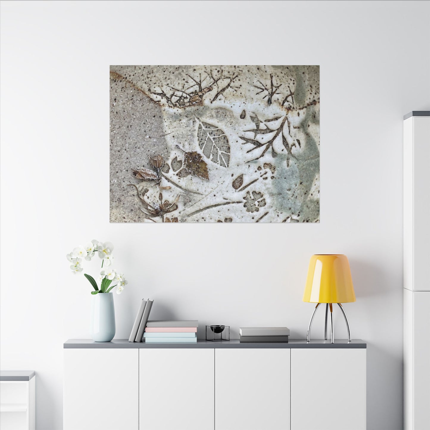 Ceramic Bowl Winter Canvas Art | Japandi Earthy Design