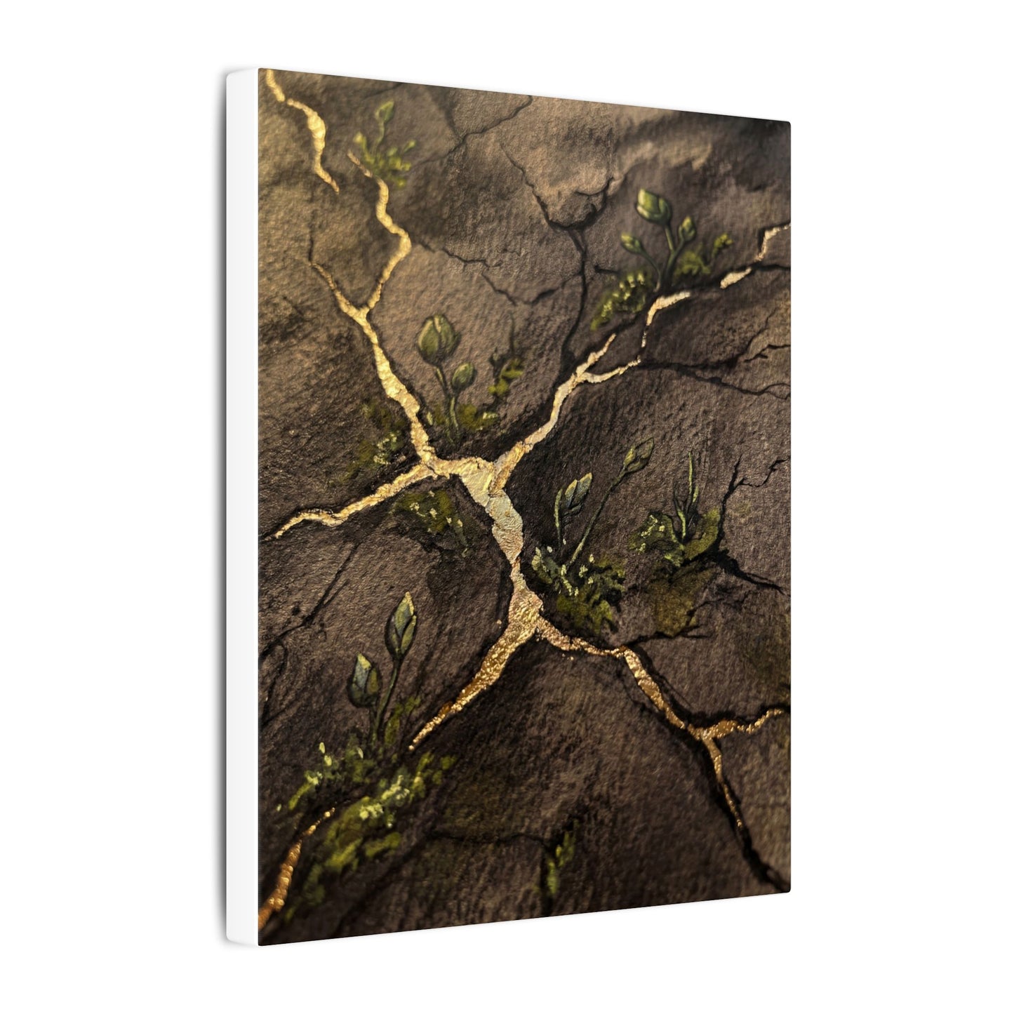 Spring Cracked Earth Charcoal Ink Canvas Art | Luxurious Decor