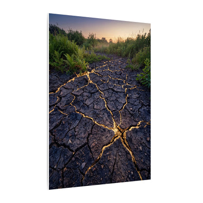 Cracked Earth Canvas Art | Summer Kintsugi Crackle Gold Art