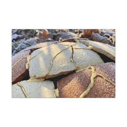 Broken Pottery Crackle Gold Canvas Art | Healing Kintsugi Art