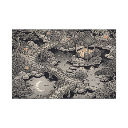 Moonlit Garden Ukiyo E Inspired Canvas Art | Serene Zen Art