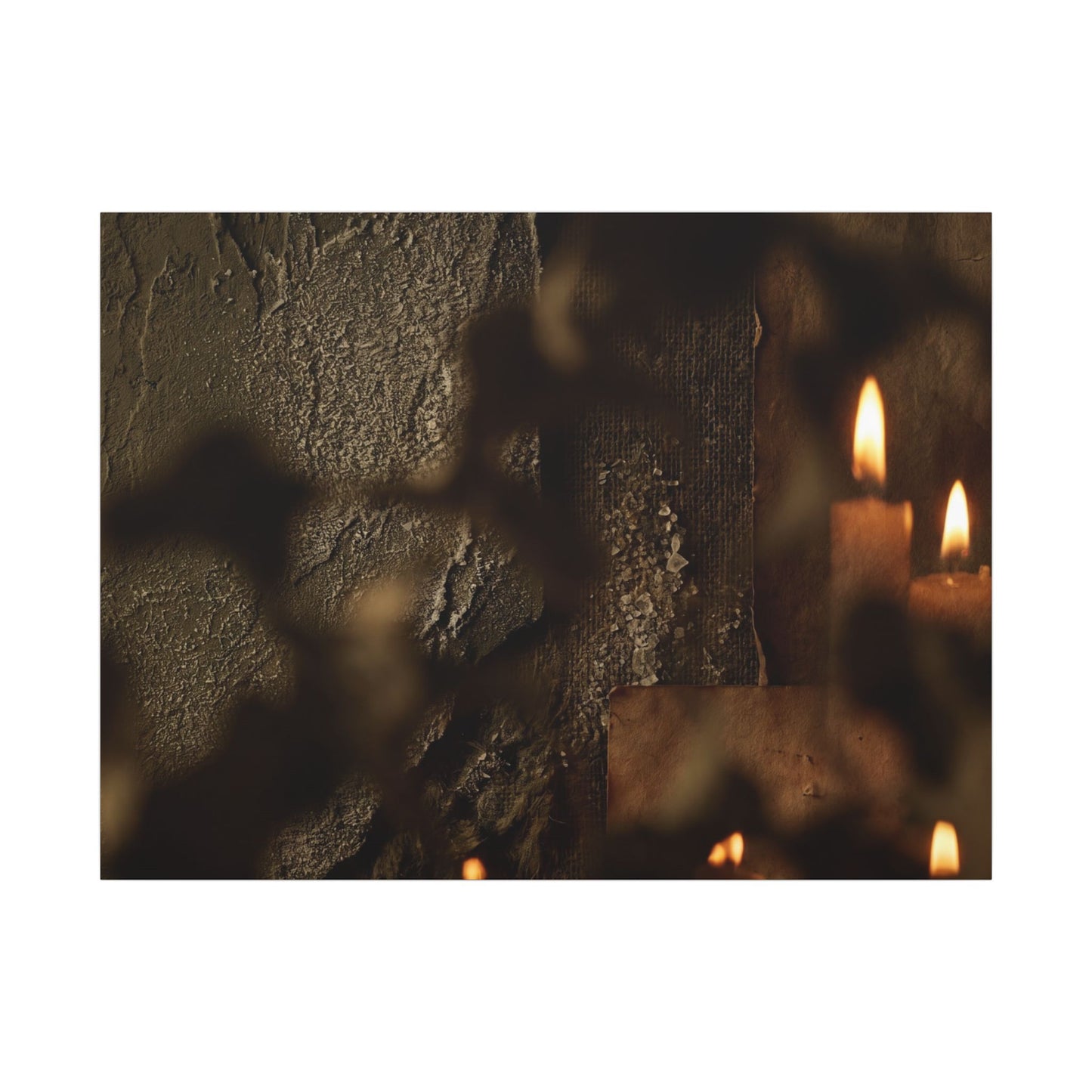 Shadow Play Dark Texture Canvas Art | Moody Dark Japandi Art