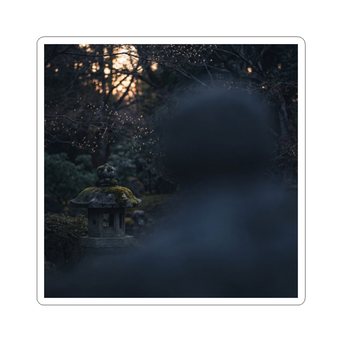 Stone Lantern Sticker | Spring Dark Japandi Moody Minimal Art Art Print