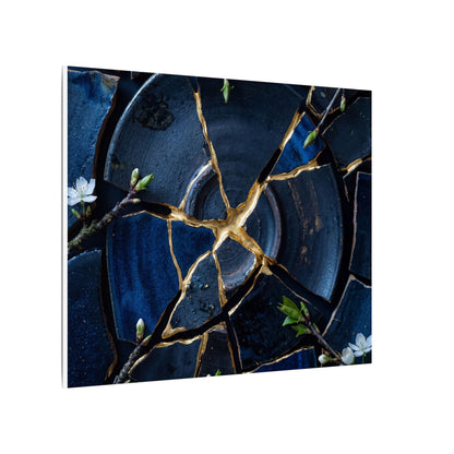 Moonlight Broken Pottery Canvas Art - Kintsugi Fukinsei