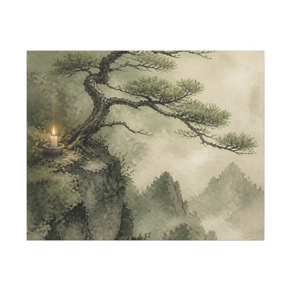 Candlelight Pine Tree Canvas Art - Japandi Kanso