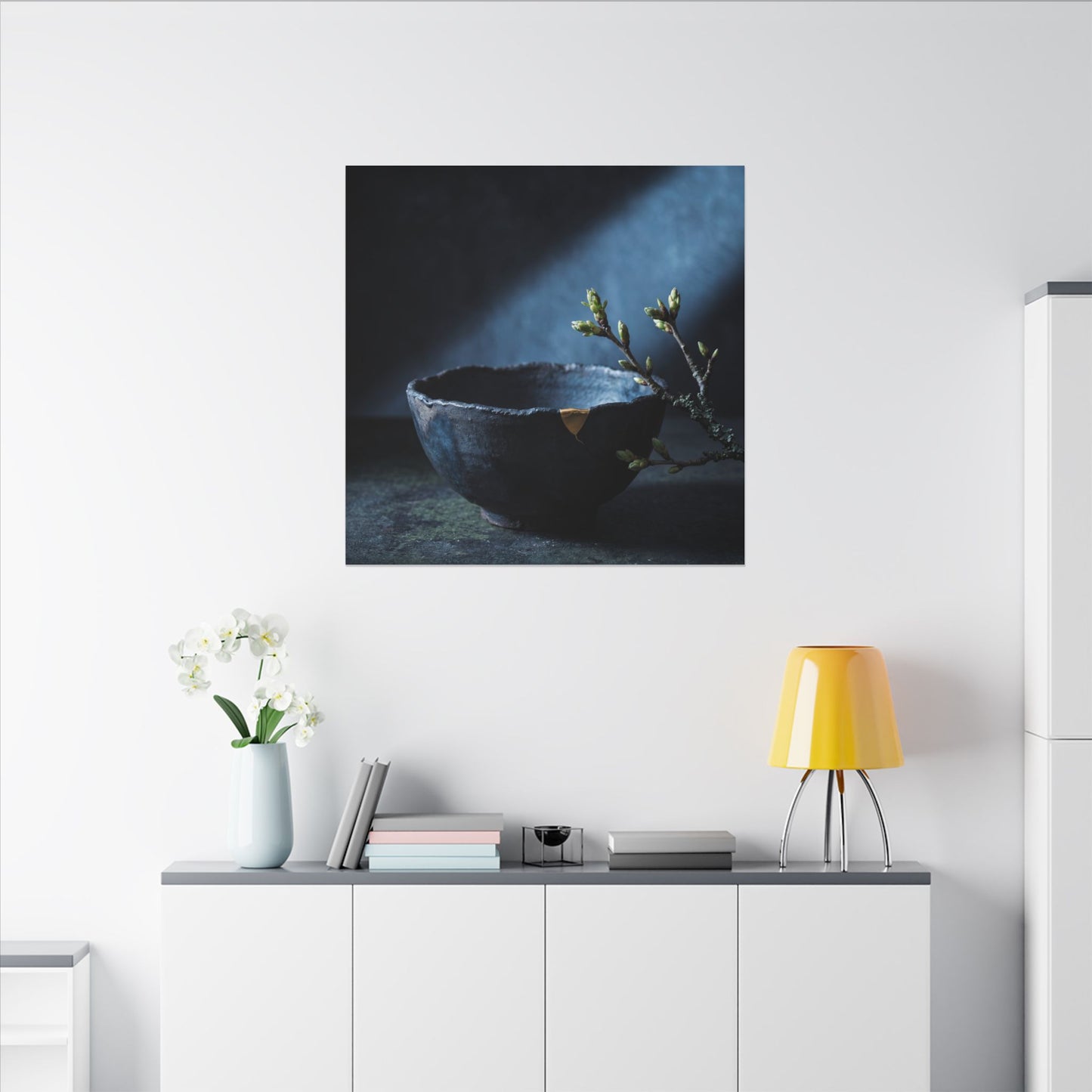 Sophisticated Ceramic Bowl Canvas Art - Shadow Zen Dark Japandi