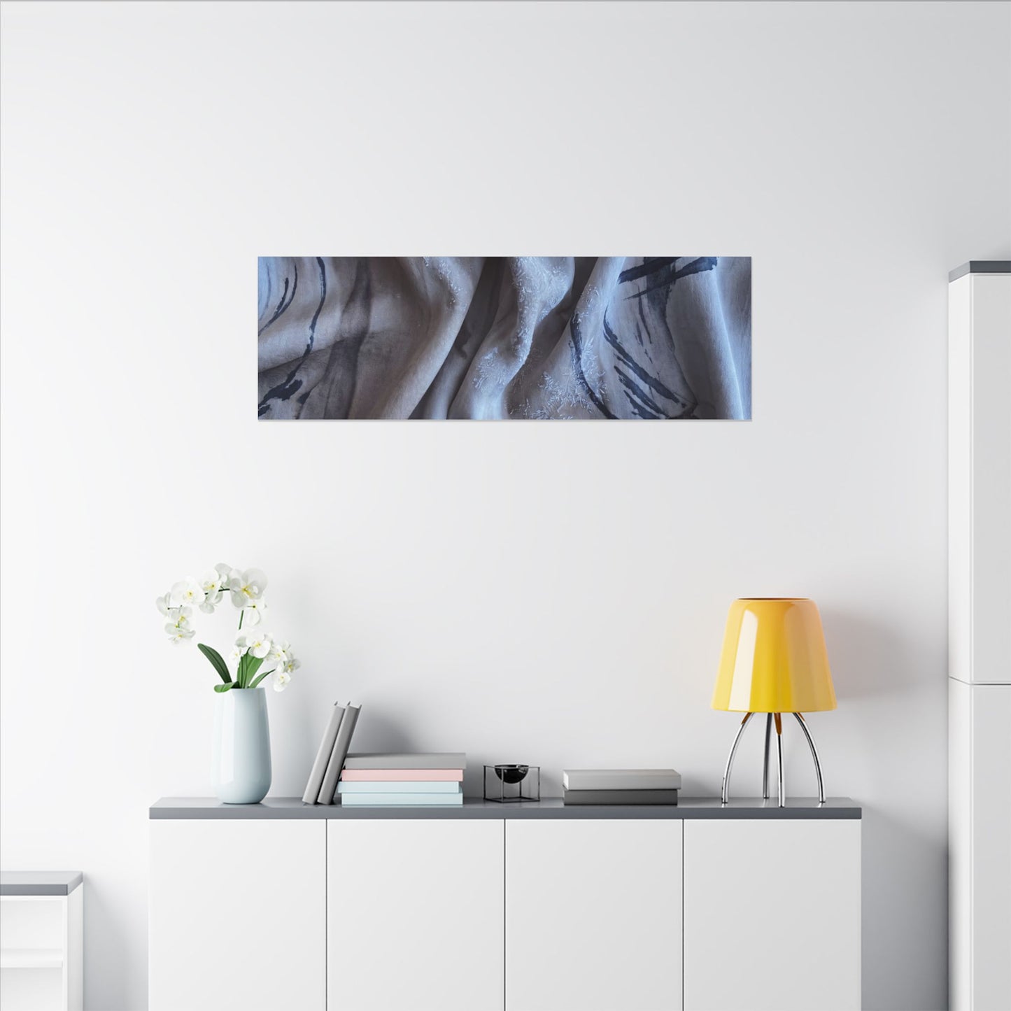 Silk Drape Winter Canvas Art | Japandi Earthy Design