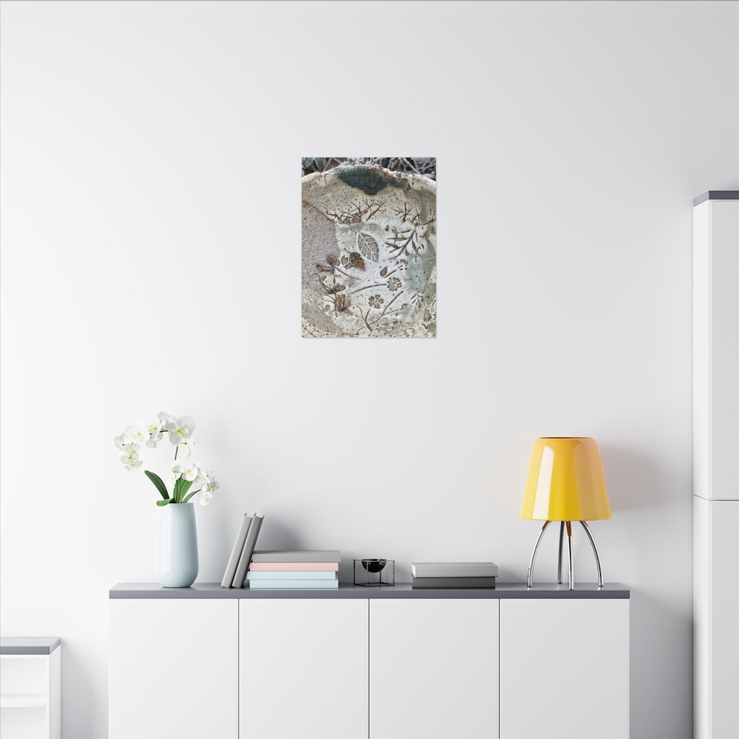 Ceramic Bowl Winter Canvas Art | Japandi Earthy Design
