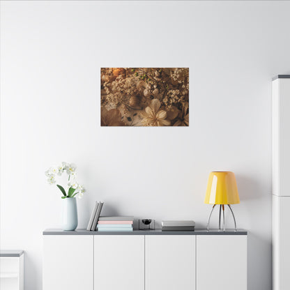Spring Dried Flowers Japanese Pattern Canvas Art | Earthy Decor