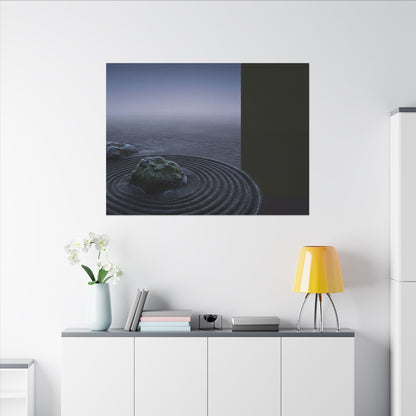 Ma Rock Garden Canvas Art - Dark Japandi Moody Minimal