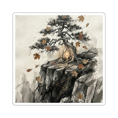 Pine Tree Sticker | Autumn Japandi Texture Art