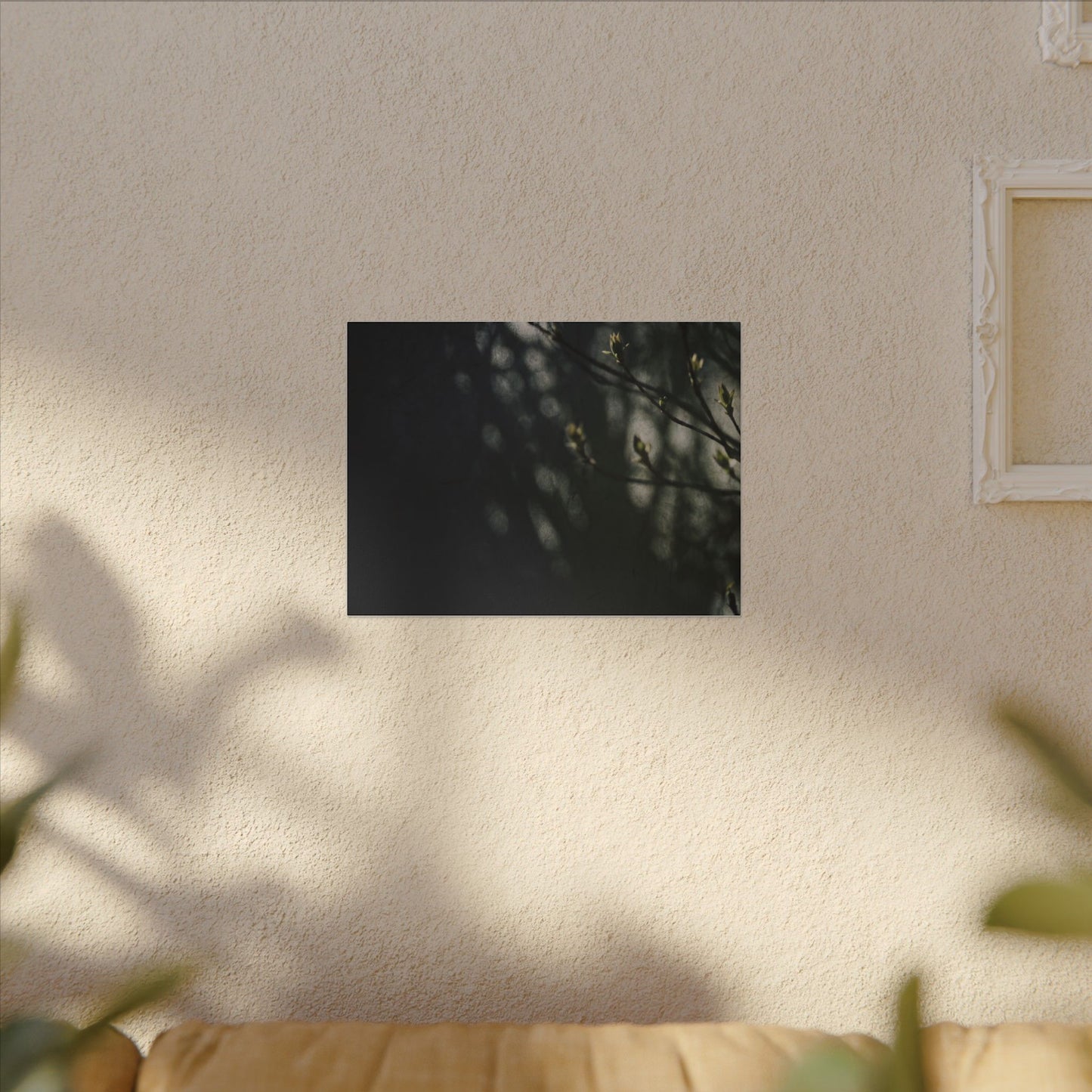 Dark Japandi Shoji Screen in Dappled | Moody Minimal Canvas Art