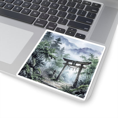 Torii Gate Sumi E Sticker | Tranquil Zen Art