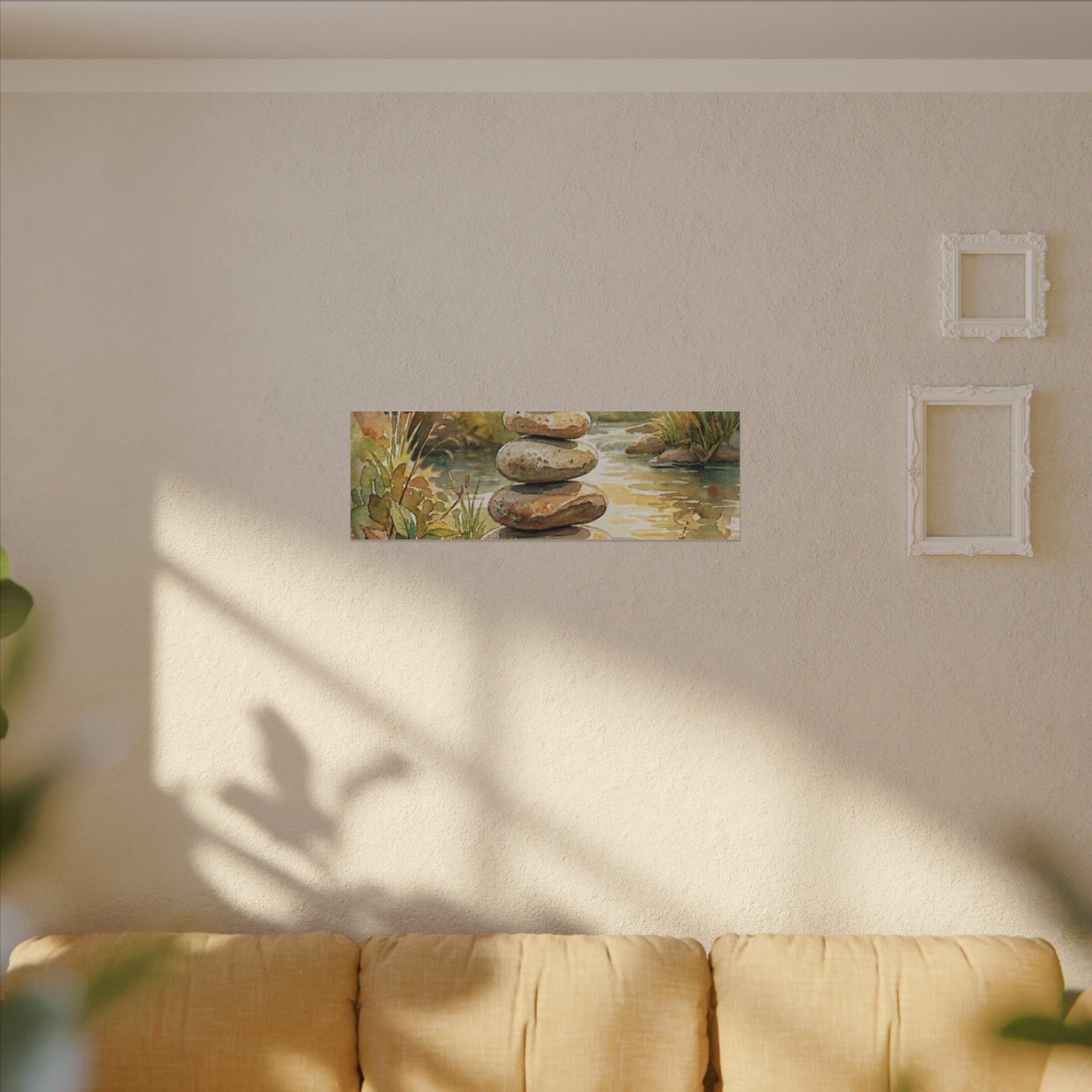 River Stones Summer Canvas Art | Japandi Cozy Design