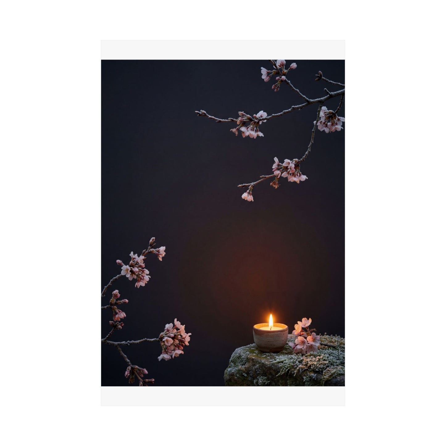 Cherry Blossom Wall Art Print | Winter Dark Japandi Moody Minimal Art