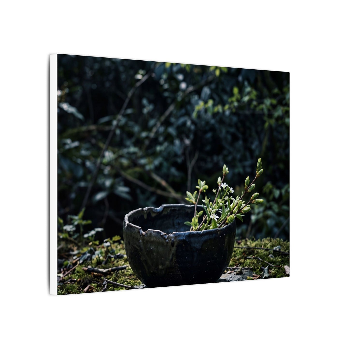 Dappled Ceramic Bowl Canvas Art - Dark Japandi Datsuzoku