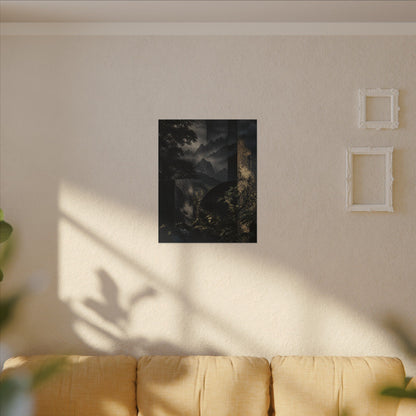 Mountain Mist Summer Canvas Art | Dark Japandi Atmospheric Design