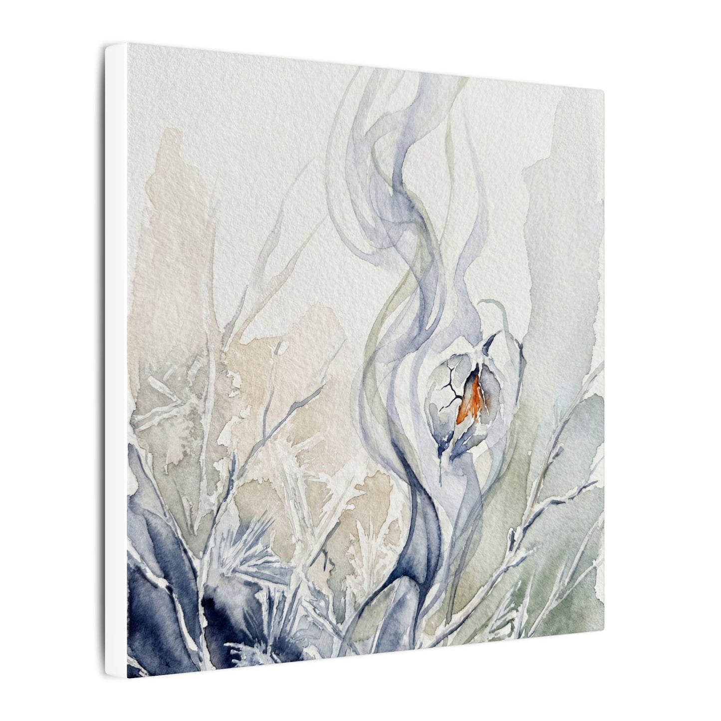 Earthy Incense Smoke Canvas Art - Watercolor Japandi