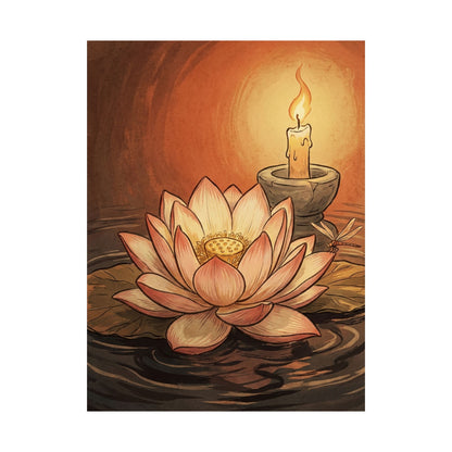 Summer Lotus Flower Ukiyo E Inspired Wall Art Print | Peaceful Decor