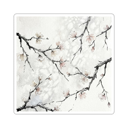 Cherry Blossom Watercolor Sticker | Warm Japandi Art Art Print