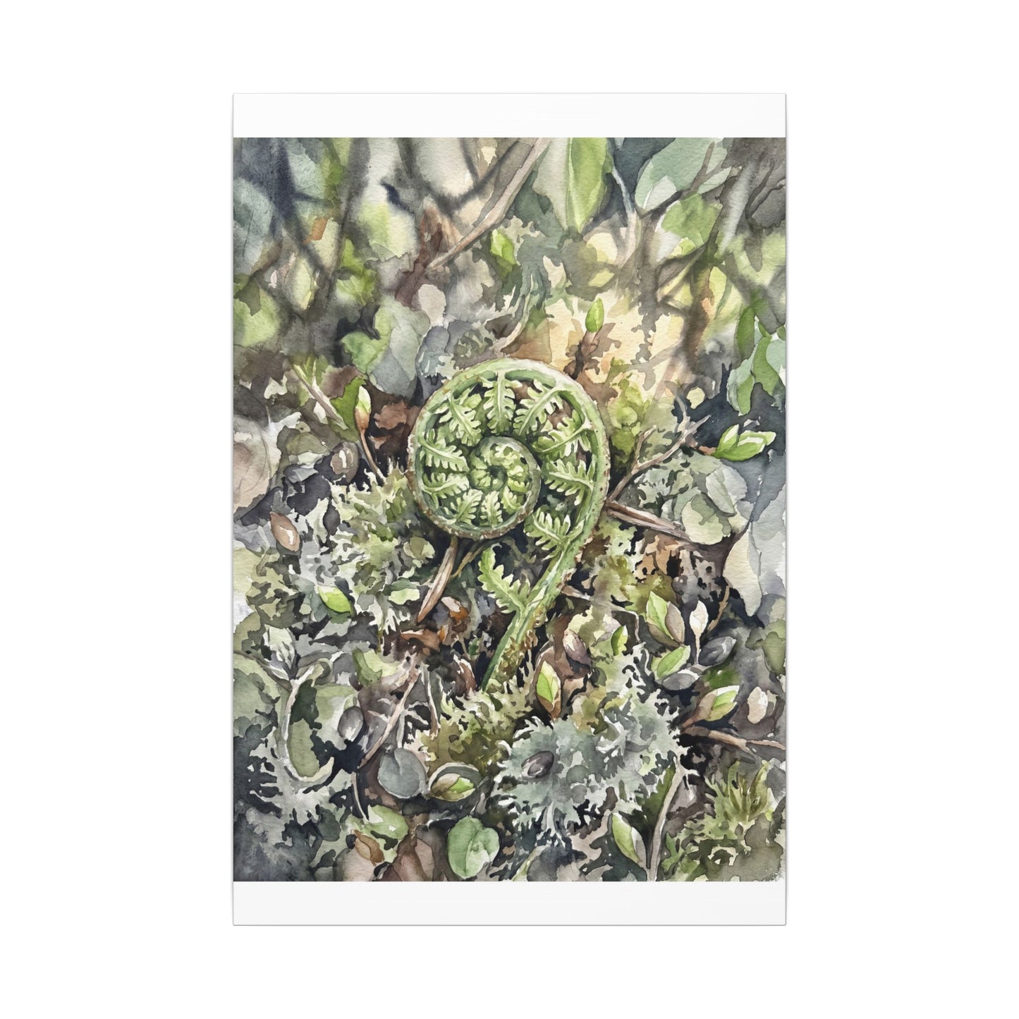 Fern Unfurling Spring Canvas Art | Japandi Neutral Design