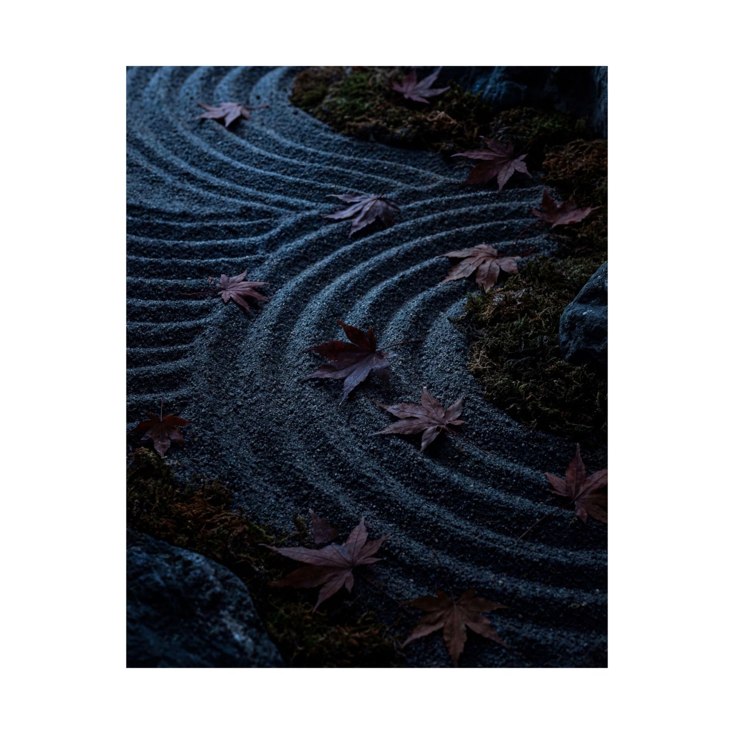 Autumn Rock Garden Dark Texture Wall Art Print | Moody Decor