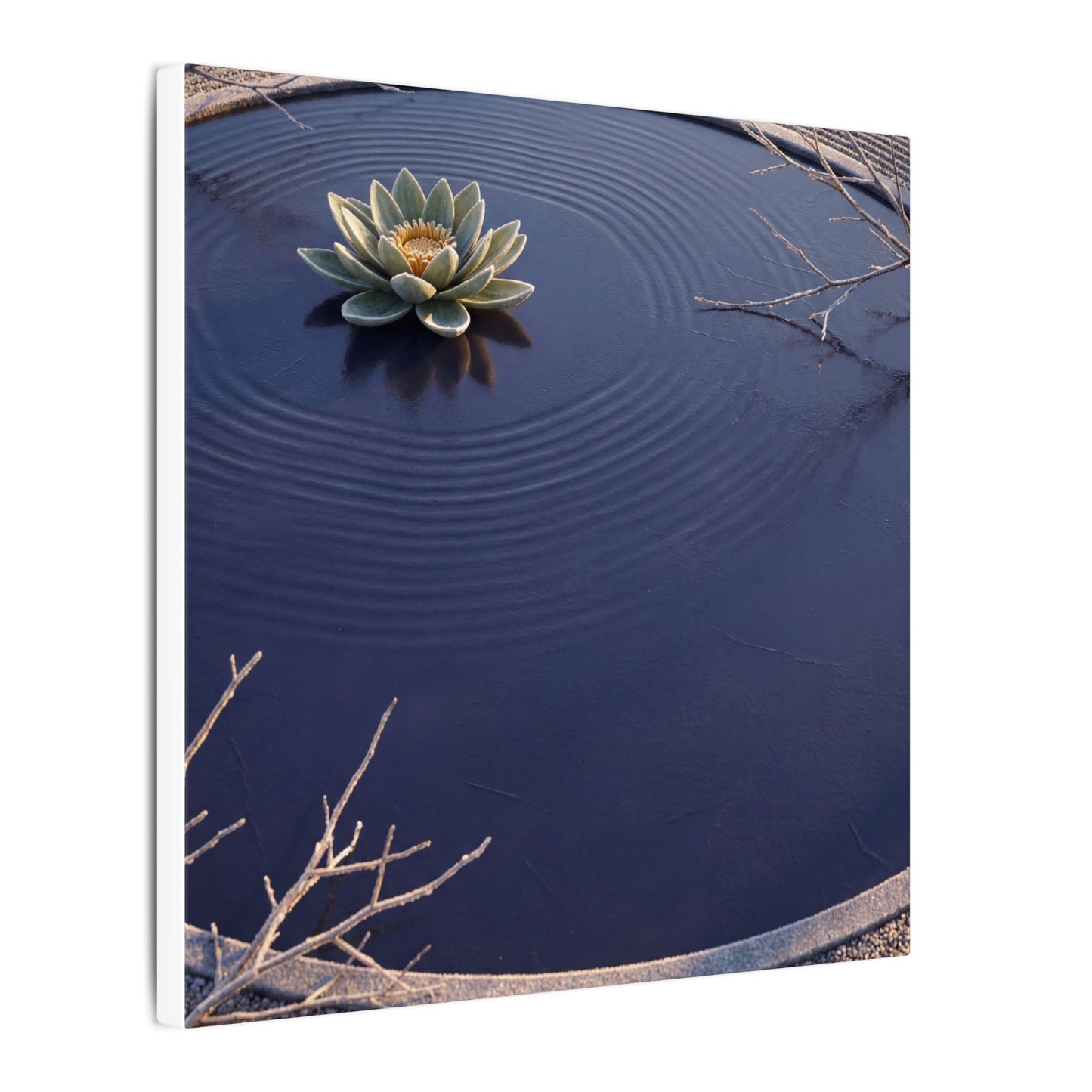Lotus Flower Canvas Art | Winter Zen Karesansui Art