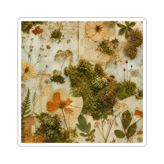 Moss Close Up Herbarium Sticker | Rustic Cottagecore Art
