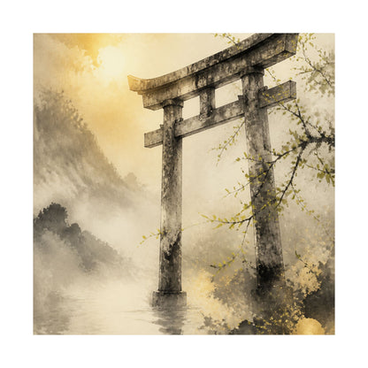Torii Gate Wall Art Print | Spring Zen Sumi E Art