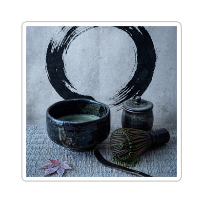 Zen Tea Ceremony in Moonlight | Enso Sticker Art Print