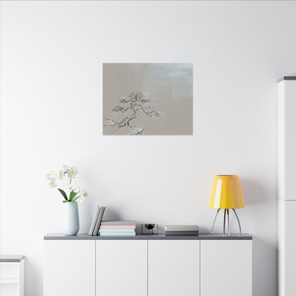 Pine Tree Minimal Line Canvas Art | Warm Japandi Art