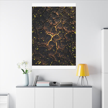 Cracked Earth Moody Minimal Canvas Art | Sophisticated Dark Japandi Art