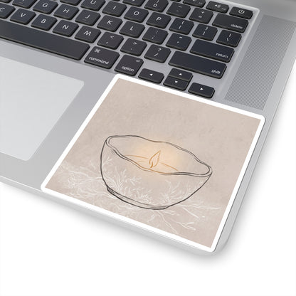 Ma Ceramic Bowl Sticker - Japandi Minimal Line Art Print