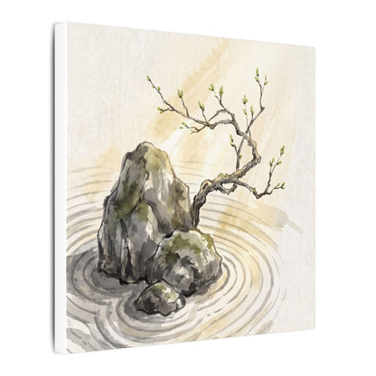 Serene Rock Garden Canvas Art - Sumi E Zen