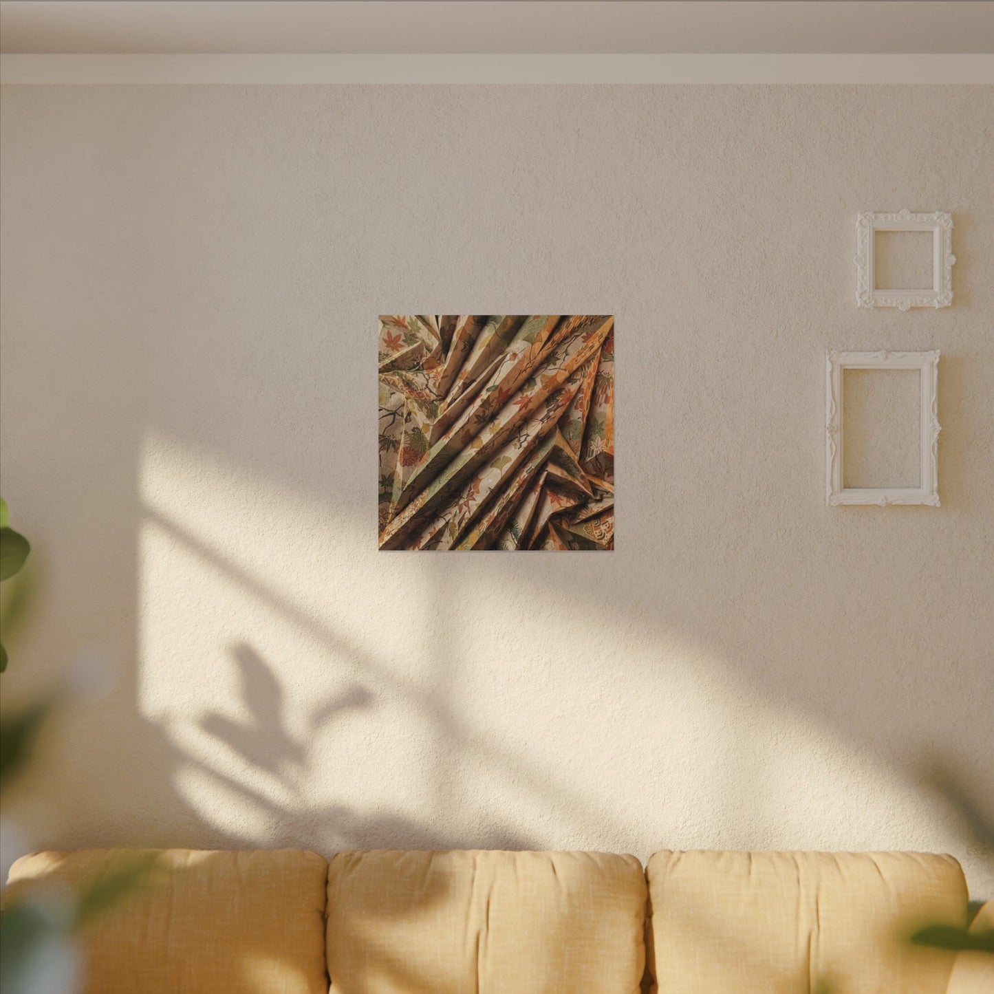 Paper Fold Autumn Canvas Art | Japandi Earthy Design