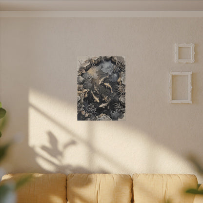 Koi Pond Canvas Art | Winter Japandi Japanese Pattern Art