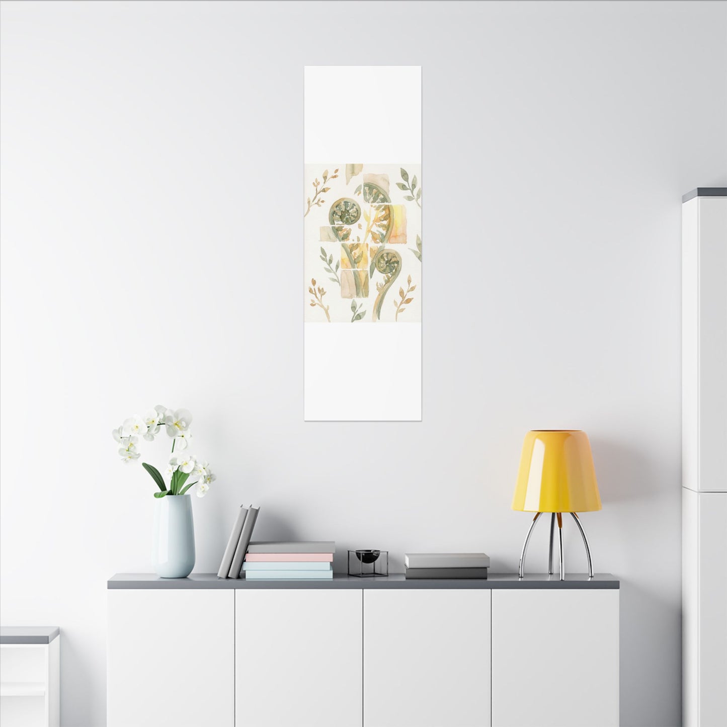 Earthy Fern Unfurling Canvas Art - Watercolor Japandi