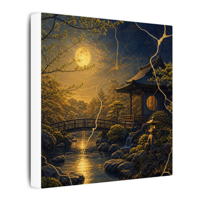 Spring Moonlit Garden Gold Vein Canvas Art | Resilient Decor