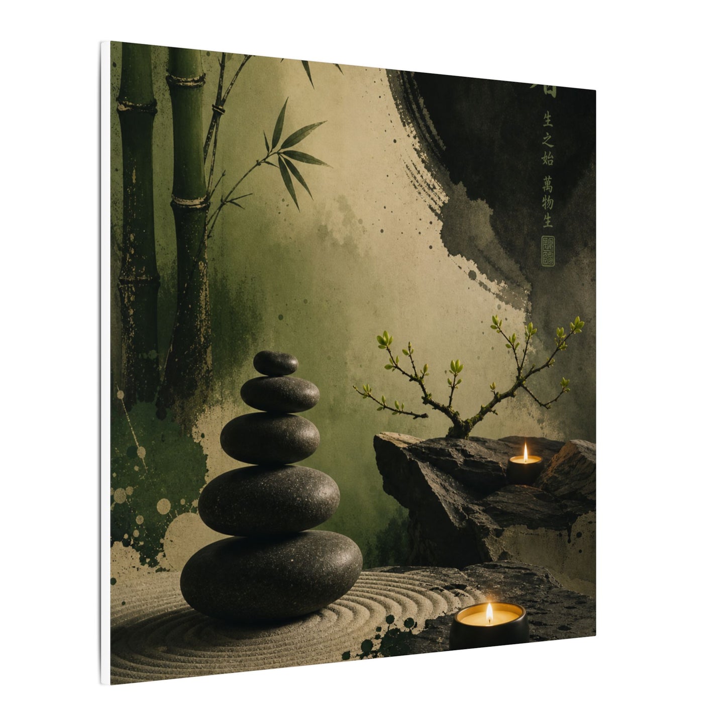 River Stones Spring Canvas Art | Zen Contemplative Design