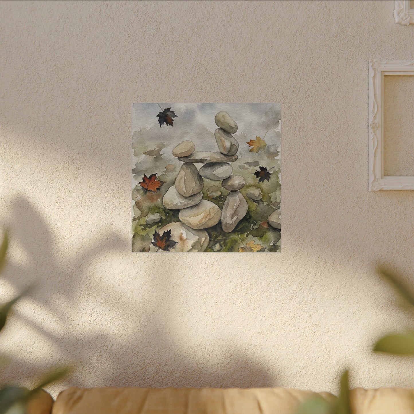 Overcast River Stones Canvas Art - Japandi Fukinsei