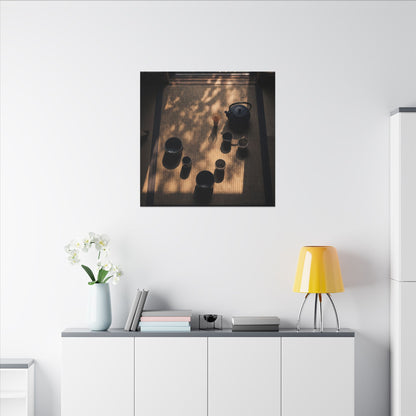 Shibui Tea Ceremony Canvas Art - Dark Japandi Shadow Zen