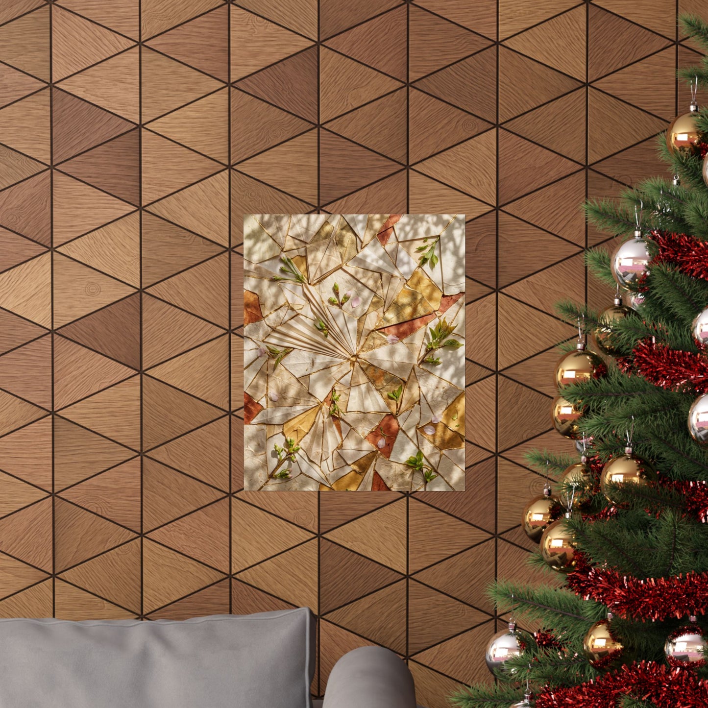 Artful Paper Fold Wall Art Print - Gold Repair Kintsugi