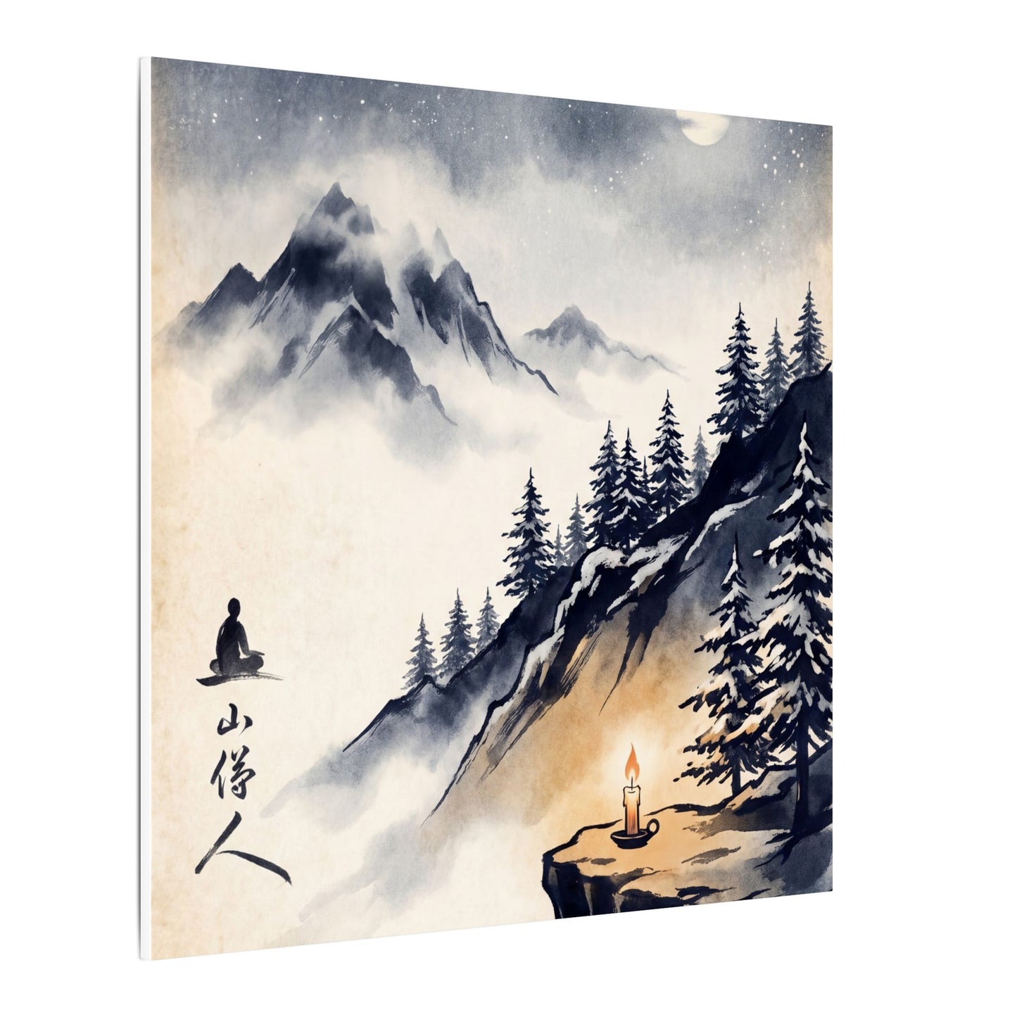 Mountain Mist Canvas Art | Winter Zen Ukiyo E Inspired Art