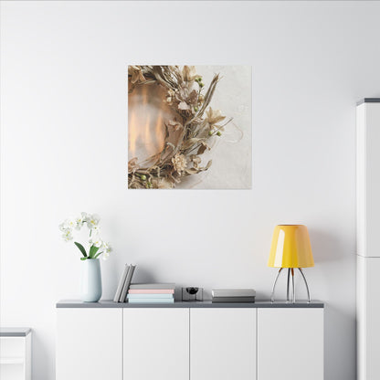Dried Flowers Japanese Pattern Canvas Art | Neutral Japandi Art