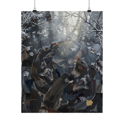 Koi Pond Wall Art Print | Winter Dark Japandi Shadow Zen Art