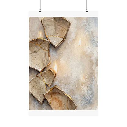 Winter Broken Pottery Watercolor Wall Art Print | Neutral Decor Art Print