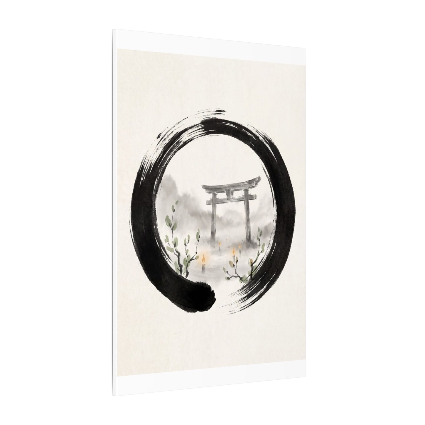Spring Torii Gate Enso Canvas Art | Tranquil Decor