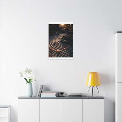Rock Garden Moody Minimal Canvas Art | Bold Dark Japandi Art
